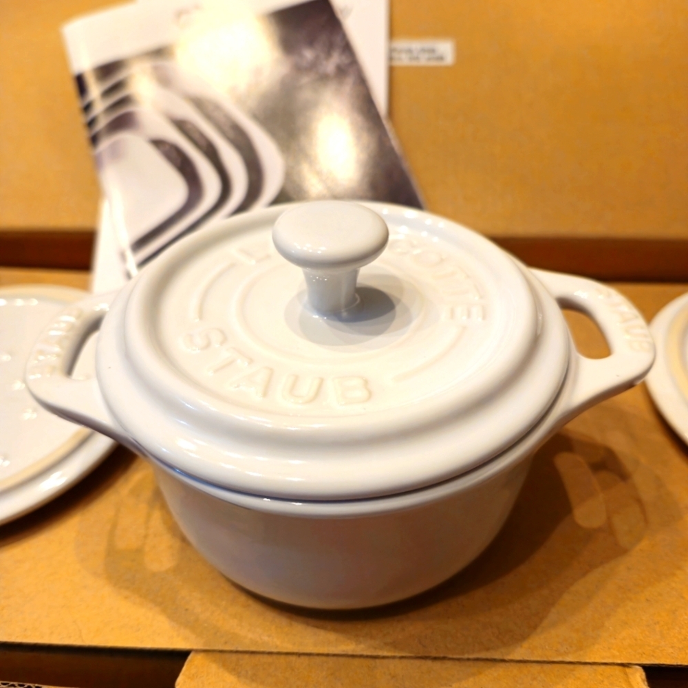 Staub White Mini Cocotte Set of 3 New in Box